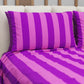 Lenzuolo Copriletto e Federe in Microfibra Righe Fucsia/Viola.