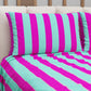 Lenzuolo Copriletto e Federe in Microfibra Righe Fucsia/Celeste.