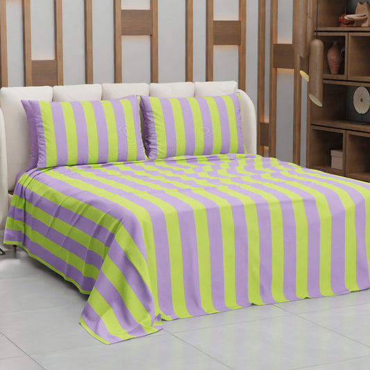 Copriletto Estivo, Coperta Leggera, con Federe Le Righe Verde Chiaro/Lilla