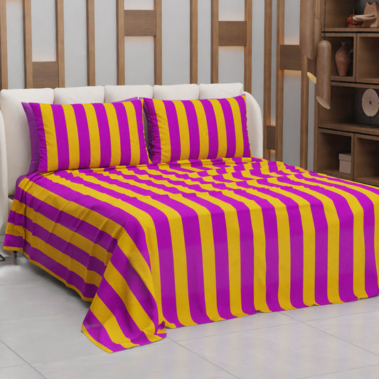 Copriletto Estivo, Coperta Leggera, con Federe Le Righe Arancione/Prugna