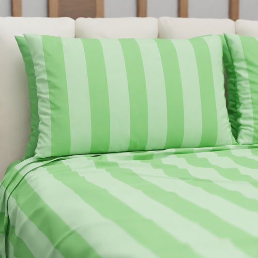 Copriletto Estivo, Coperta Leggera, con Federe Le Righe Verde Chiaro/Salvia