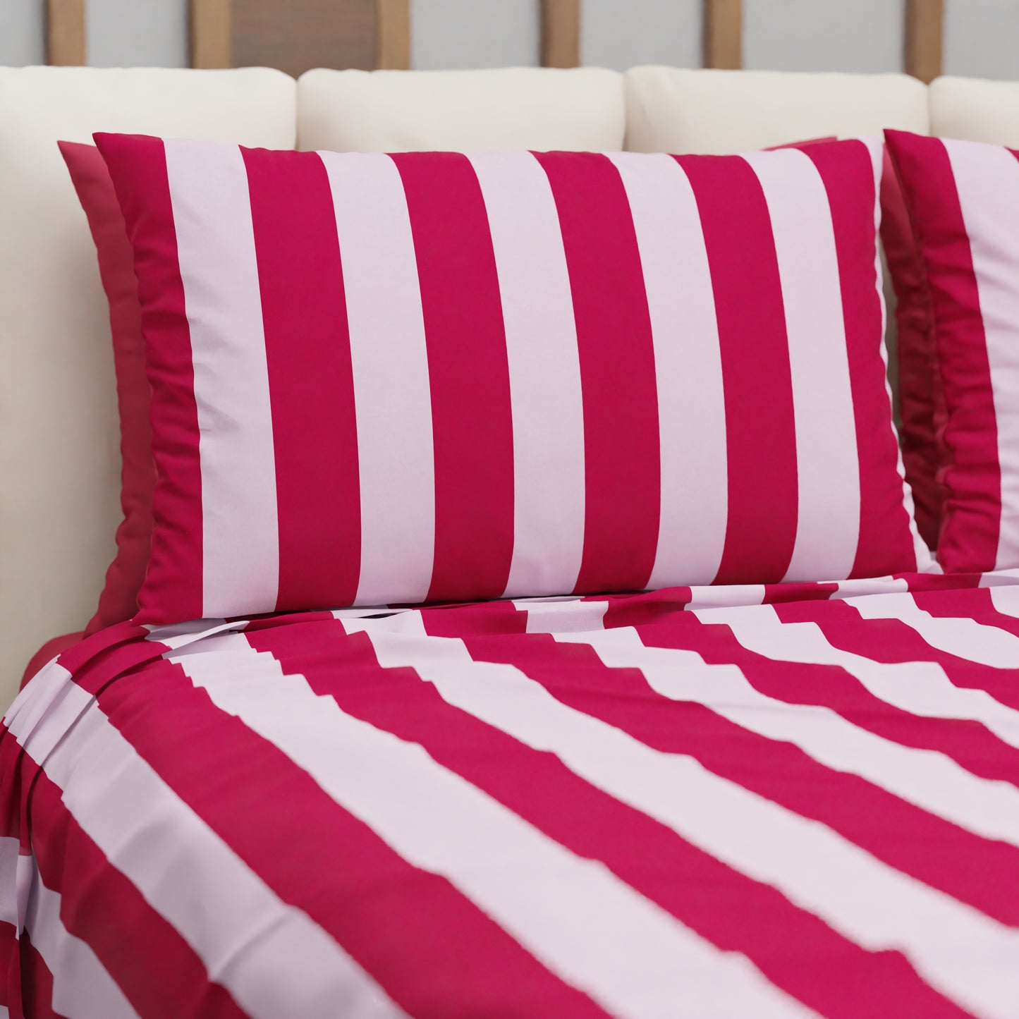Copriletto Estivo, Coperta Leggera, con Federe Le Righe Rosa/Bordeaux