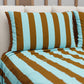 Copriletto Estivo, Coperta Leggera, con Federe Le Righe Marrone/Celeste