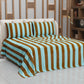 Copriletto Estivo, Coperta Leggera, con Federe Le Righe Marrone/Celeste
