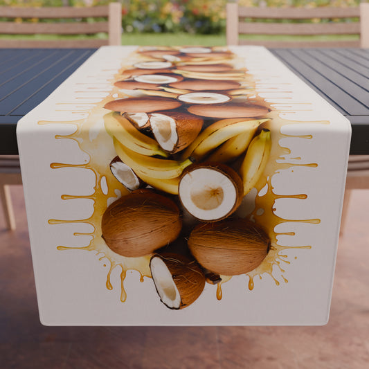 Promo Cucina Fruit Cocco e Banana Tovaglia in Stampa Digitale + Tovaglia Trasparente + Runner in Omaggio.