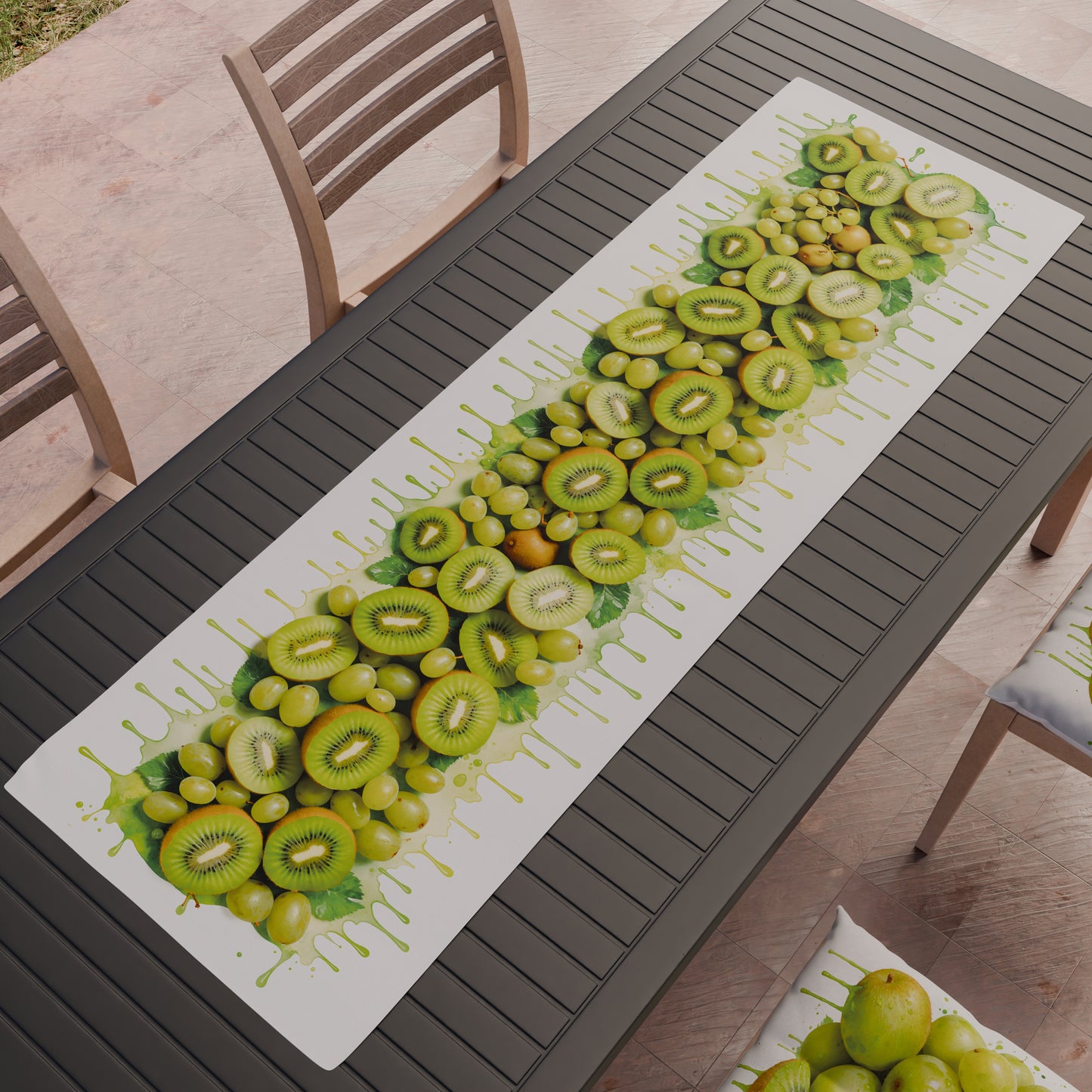 Chemin de Table, Nappe Chemin, Chemin de Table Cuisine Fruit - Kiwi et Raisin
