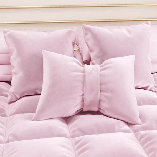 Cuscino Arredo Fiocco in Velluto 40x50 cm, Cuscino divano Rosa