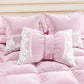 Coussins décoratifs en velours avec volant et dentelle rebrodée 2 pcs, coussins de canapé rose By Sissy
