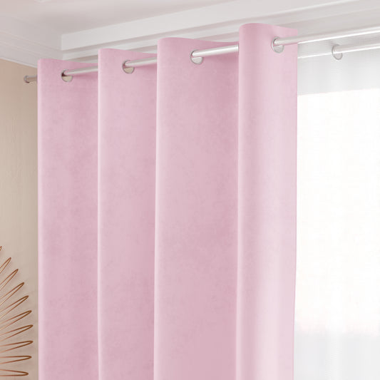 Tenda a Pannello in Velluto per Interni con Anelli, 140x280 cm, Rosa