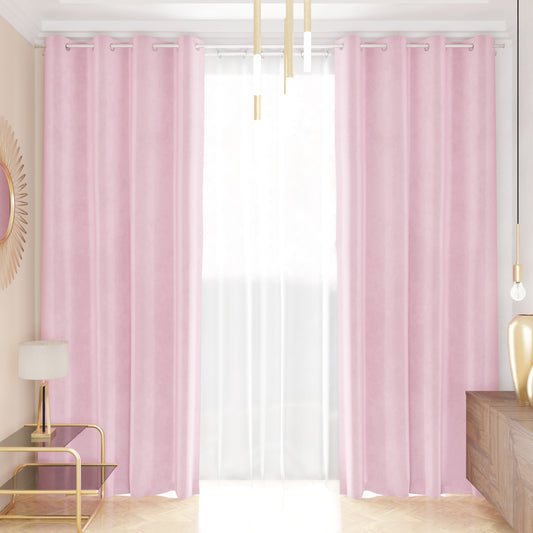 Tenda a Pannello in Velluto per Interni con Anelli, 140x280 cm, Rosa