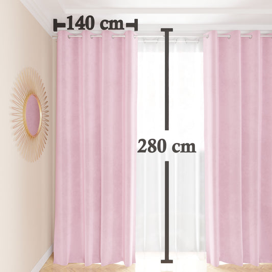 Tenda a Pannello in Velluto per Interni con Anelli, 140x280 cm, Rosa