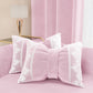 Coussin décoratif nœud en velours avec volant et dentelle rebrodée 40x50 cm, coussin de canapé rose By Sissy