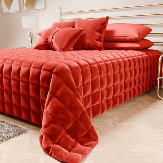 Courtepointe couvre-lit printanière et automnale en velours double face rouge