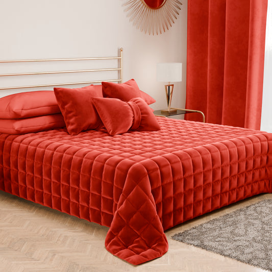 Courtepointe couvre-lit printanière et automnale en velours double face rouge