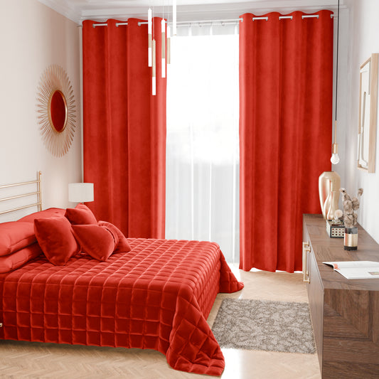 Courtepointe couvre-lit printanière et automnale en velours double face rouge