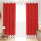 Tenda a Pannello in Velluto per Interni con Anelli e Pizzo Rebrodè, 140x280 cm, Rosso by Sissy
