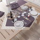 Centrotavola Cucina Elegante Shabby Chic con Pizzo e Fiocchi Malva
