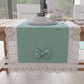 Runner da Tavolo Elegante Shabby Chic con Pizzo e Fiocchi Verde Acqua
