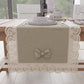 Runner da Tavolo Elegante Shabby Chic con Pizzo e Fiocchi Beige
