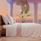 Draps unis en satin de coton avec queue de rat rose