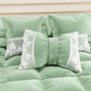 Coussins décoratifs en velours avec volant et dentelle rebrodée 2 pcs, coussins de canapé sauge By Sissy