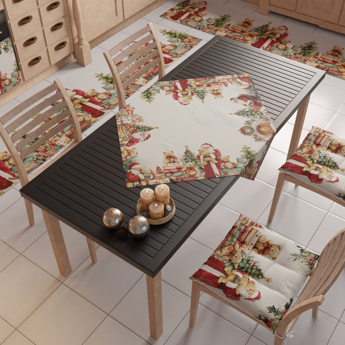 Centre de Table de Noël pour Cuisine en Impression Digitale Sweet Santa