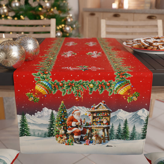 Chemins de Table de Noël, Chemin de Table de Noël, Nappe Chemin de Table de Noël, Chemin de Table Cuisine Santa Village