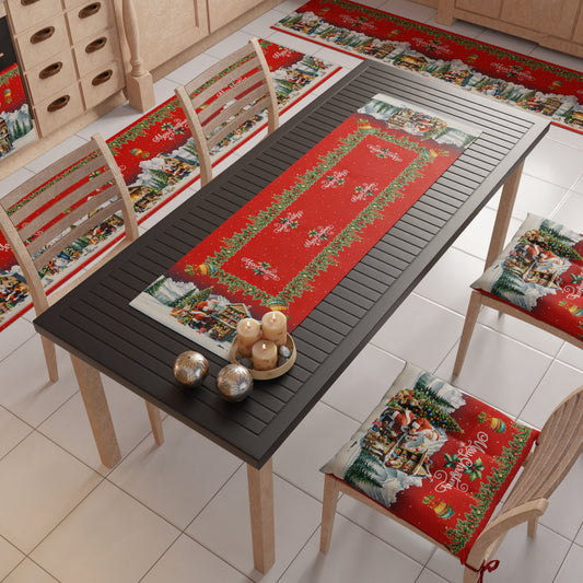 Chemins de Table de Noël, Chemin de Table de Noël, Nappe Chemin de Table de Noël, Chemin de Table Cuisine Santa Village