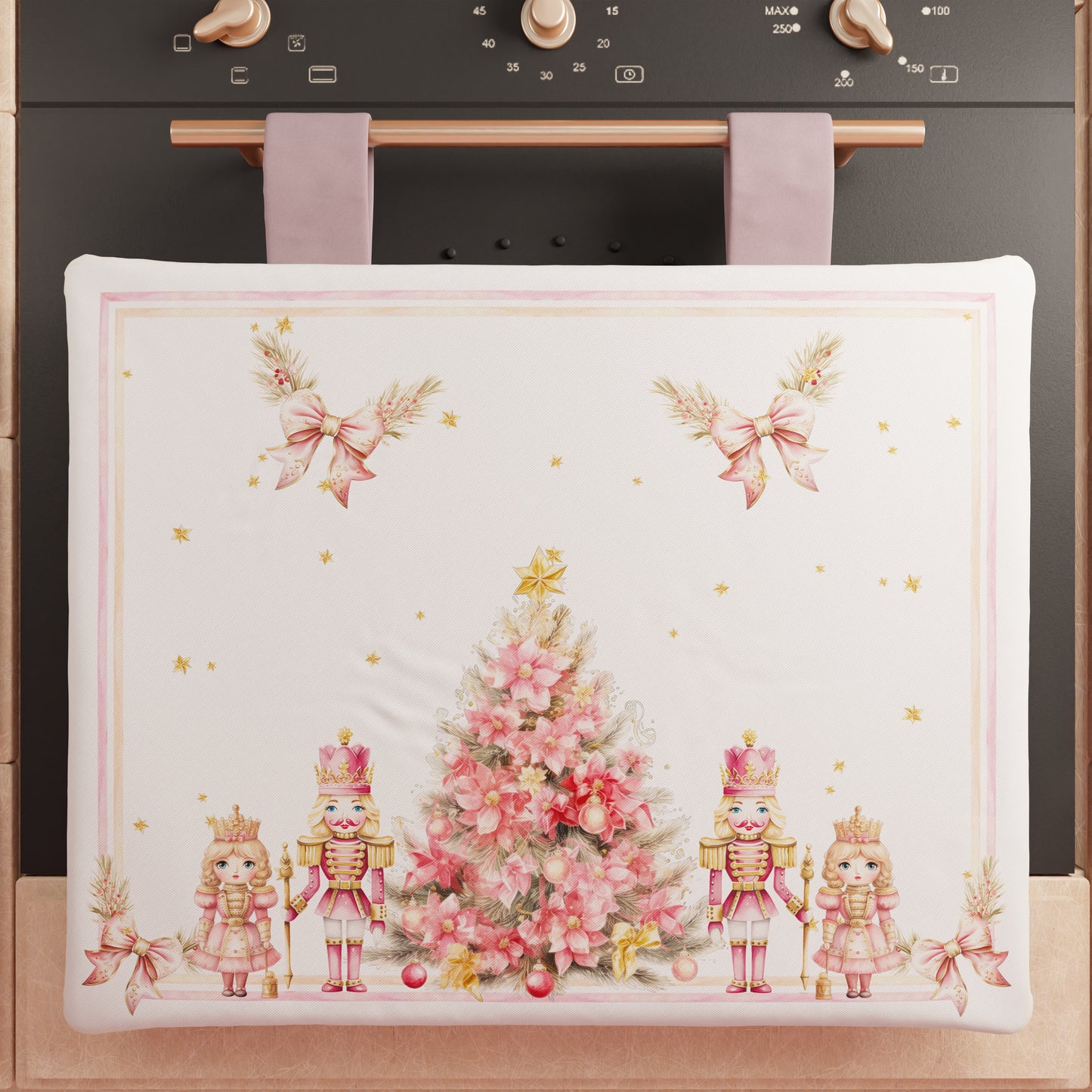 Housse de Four de Noël pour Cuisine en Impression Numérique Casse-Noisette Rose