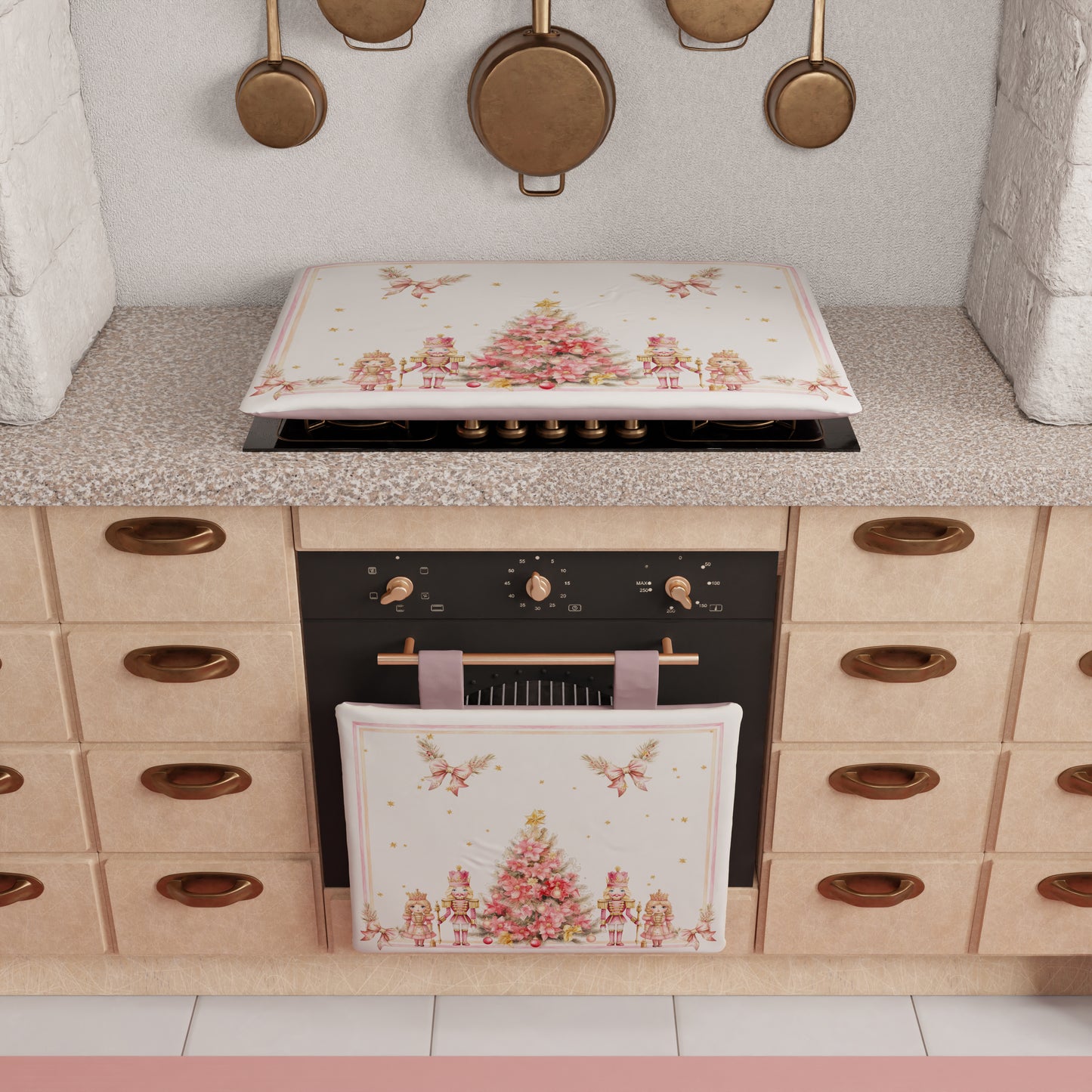 Housse de Four de Noël pour Cuisine en Impression Numérique Casse-Noisette Rose