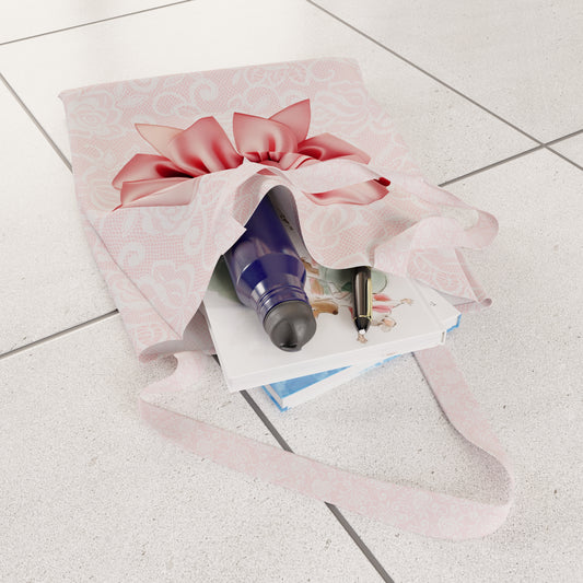 Borsa Shopper Donna, Borsa Spesa Riutilizzabile, Borsa Tote, Fiocco Rosa