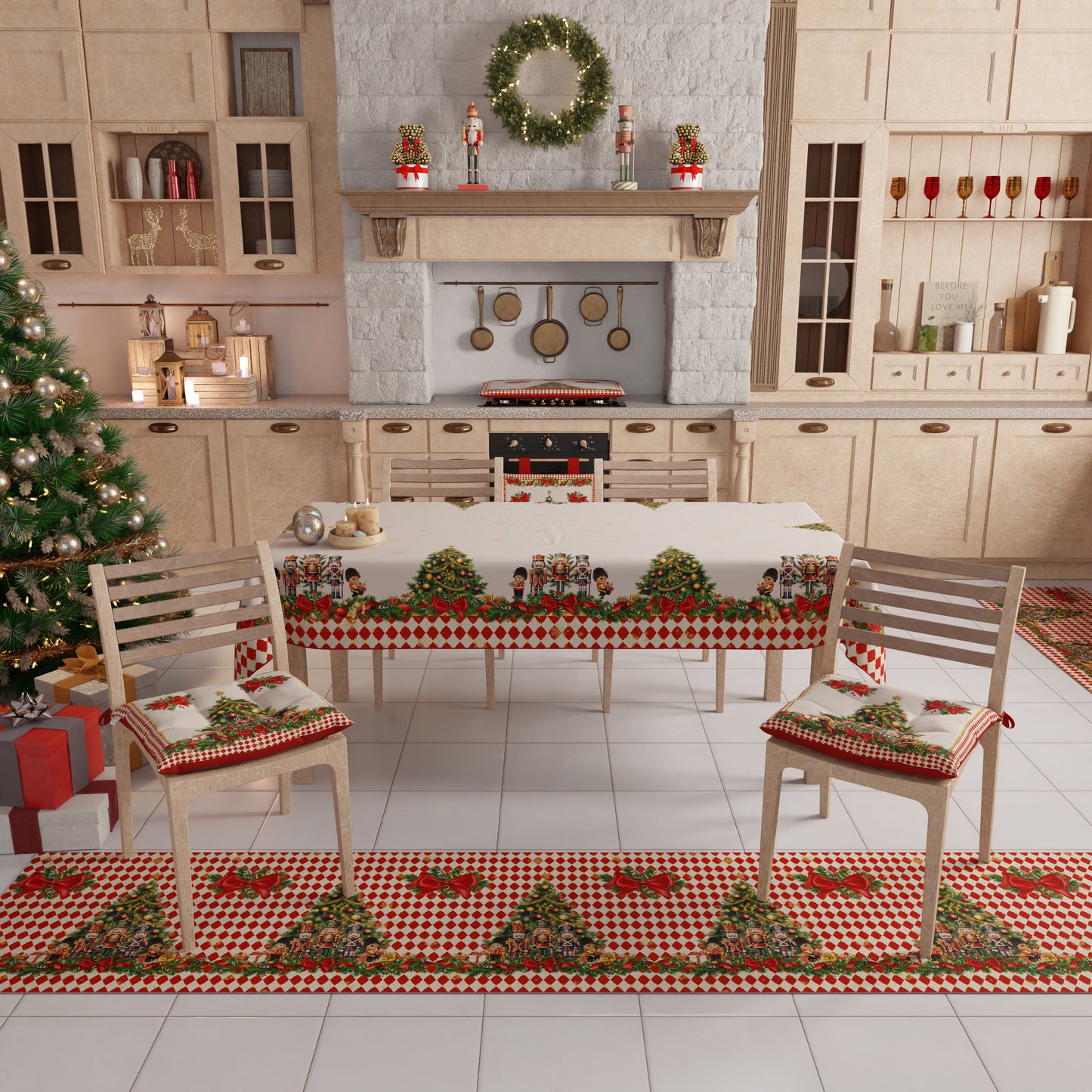 Coussins de Chaise de Noël Housses de Chaise de Noël 6 Pièces Casse-Noisette Rouge