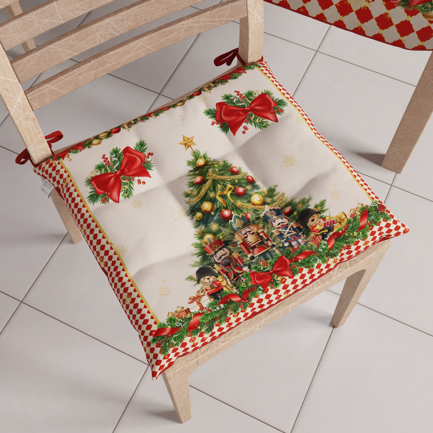 Coussins de Chaise de Noël Housses de Chaise de Noël 6 Pièces Casse-Noisette Rouge