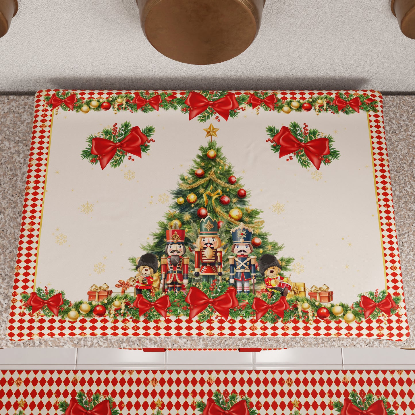 Housse de Plaque de Cuisson de Noël pour Cuisine en Impression Numérique Casse-Noisette Rouge