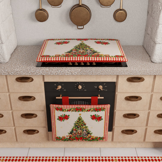 Housse de Plaque de Cuisson de Noël pour Cuisine en Impression Numérique Casse-Noisette Rouge