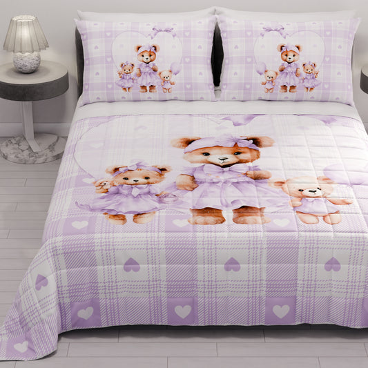 Trapuntino Copriletto Primaverile Autunnale in Stampa Digitale Teddy Love Lilla