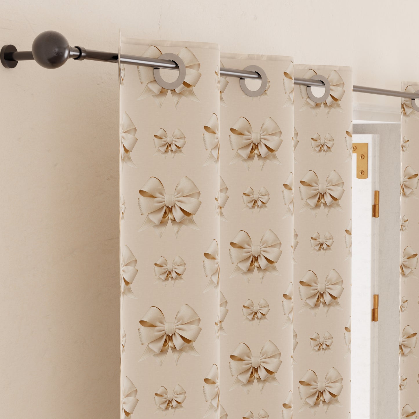 Tenda Arredo da Interno a Pannelli con Anelli Fiocco Beige