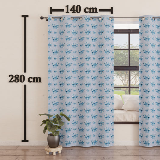 Tenda Arredo da Interno a Pannelli con Anelli Fiocco Celeste