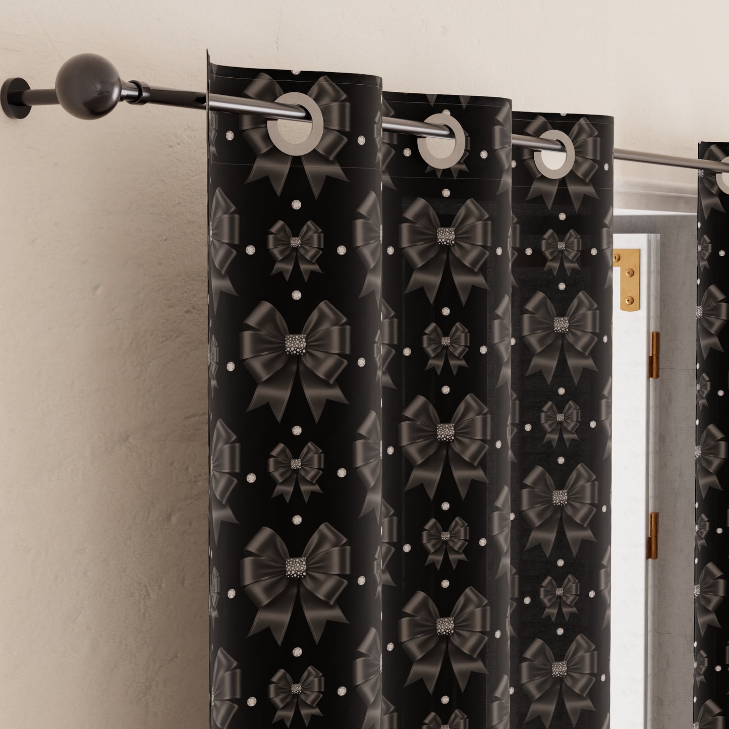 Indoor Furnishing Curtain in Panels with Diamond Bow Rings