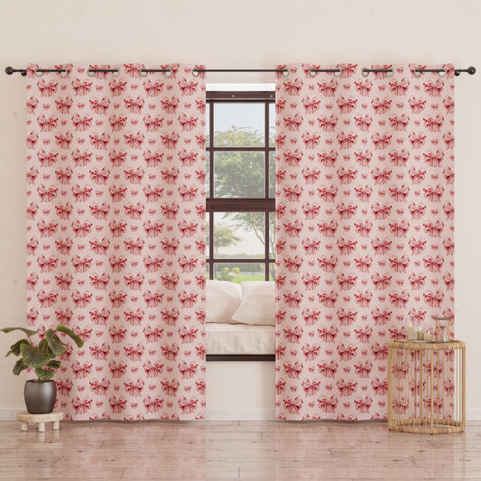 Tenda Arredo da Interno a Pannelli con Anelli Fiocco Rosa