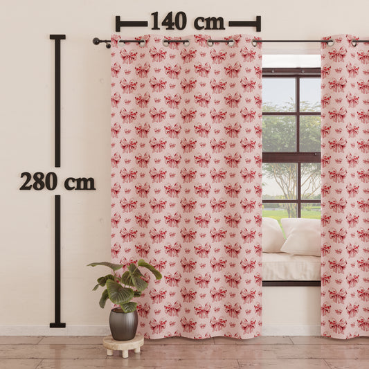 Tenda Arredo da Interno a Pannelli con Anelli Fiocco Rosa