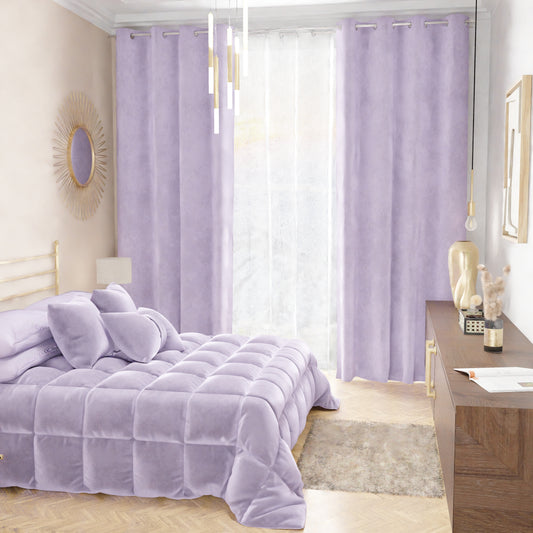 Tenda a Pannello in Velluto per Interni con Anelli, 140x280 cm, Lilla