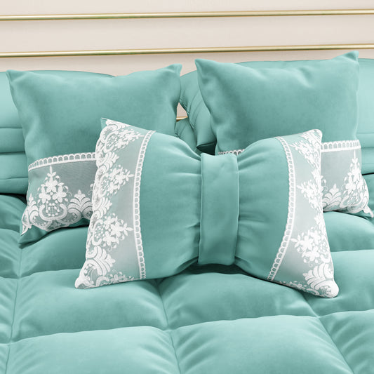 Coussins décoratifs en velours avec volant et dentelle rebrodée 2 pcs, coussins de canapé Tiffany By Sissy