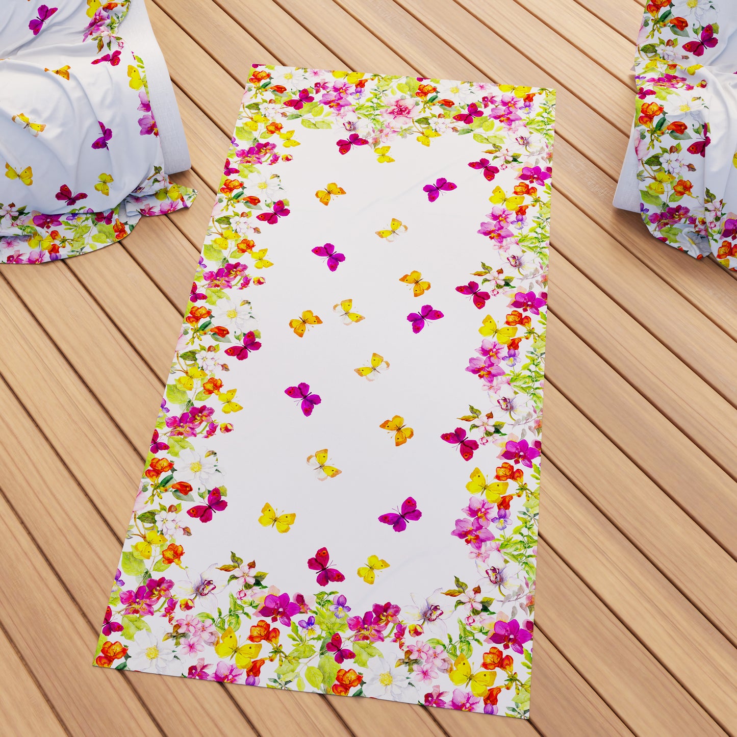 Serviette de plage en microfibre, serviette de plage, serviette pour transat, papillons