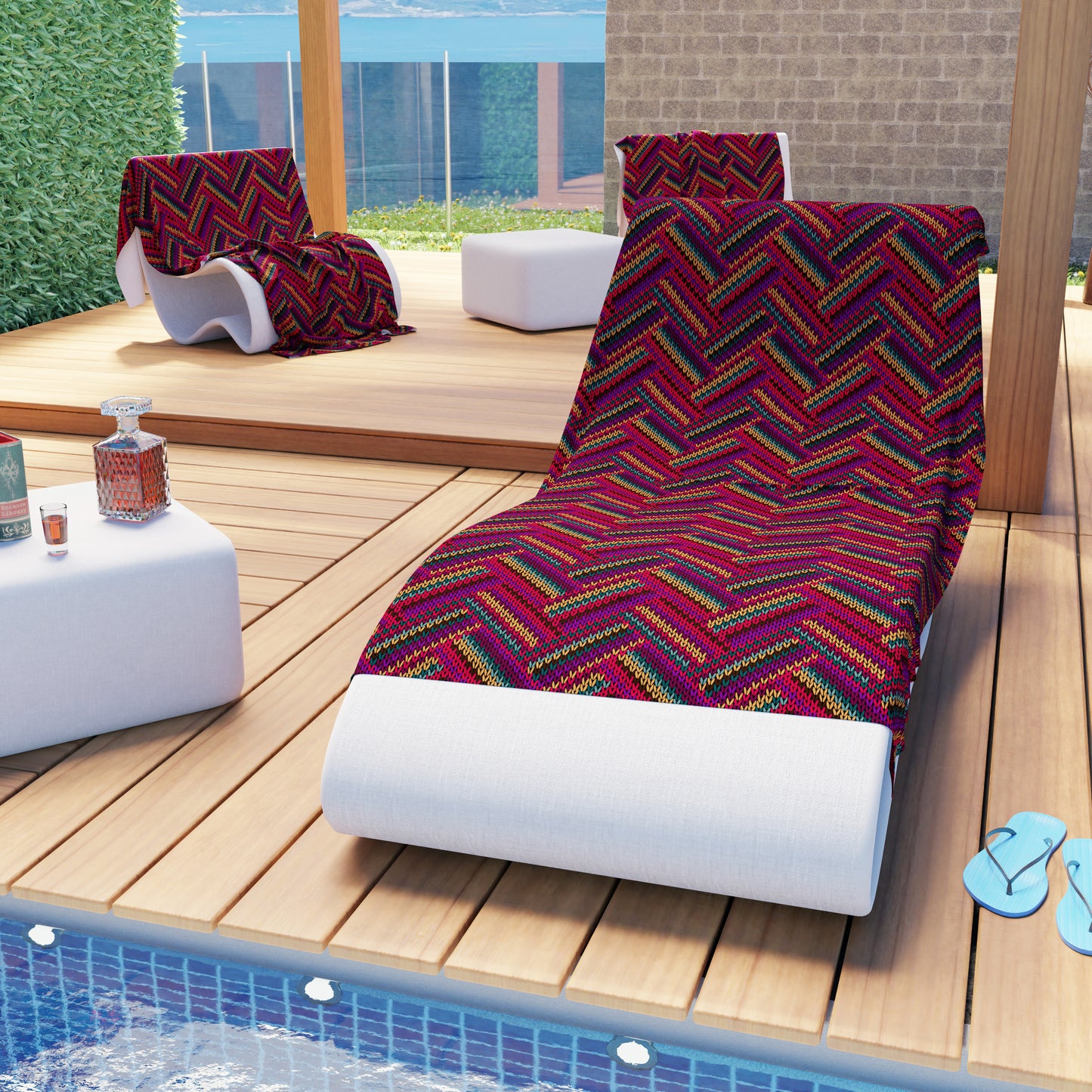 Microfibre Beach Towel, Beach Towel, Sunbed Towel, Bordeaux Stripes