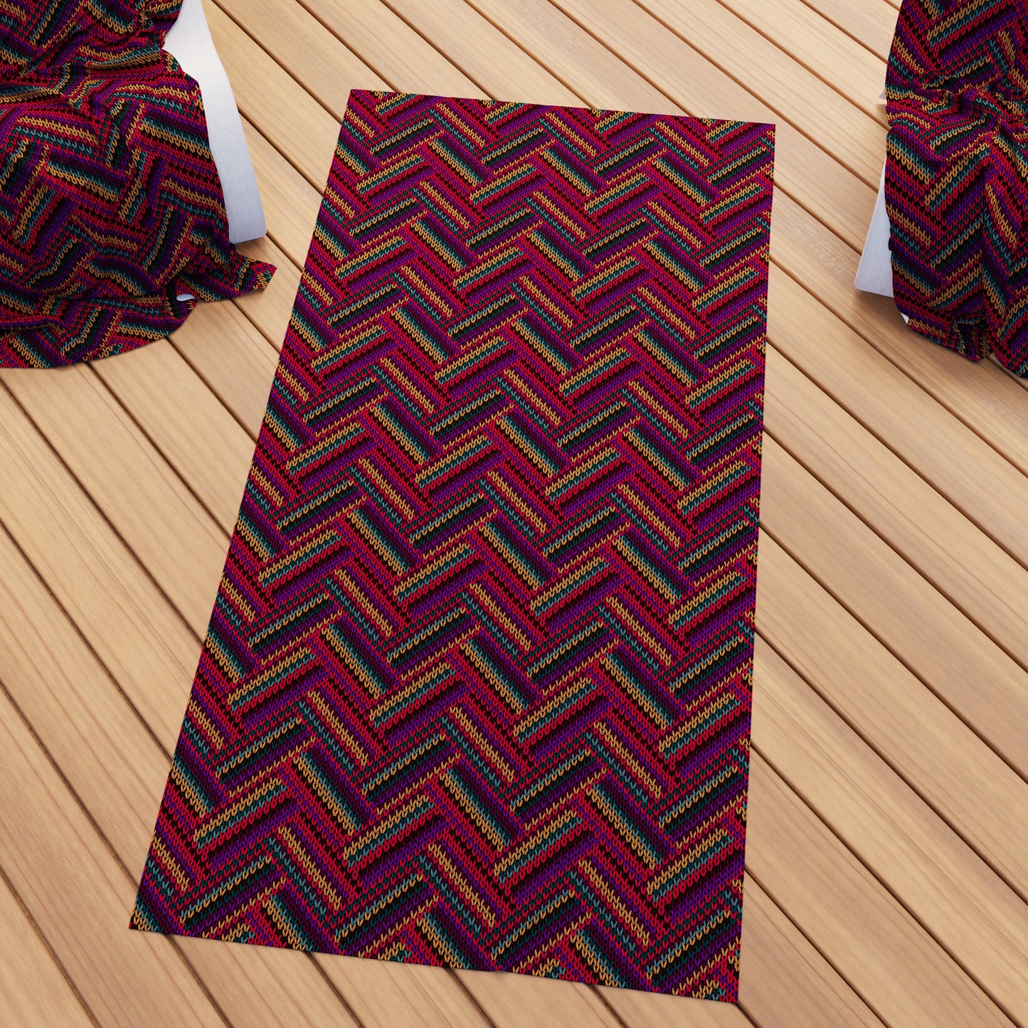 Microfibre Beach Towel, Beach Towel, Sunbed Towel, Bordeaux Stripes