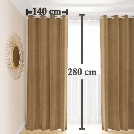 Tenda a Pannello in Velluto per Interni con Anelli, 140x280 cm, Tortora