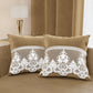 Coussins décoratifs en velours avec volant et dentelle rebrodée 2 pcs, coussins de canapé taupe By Sissy