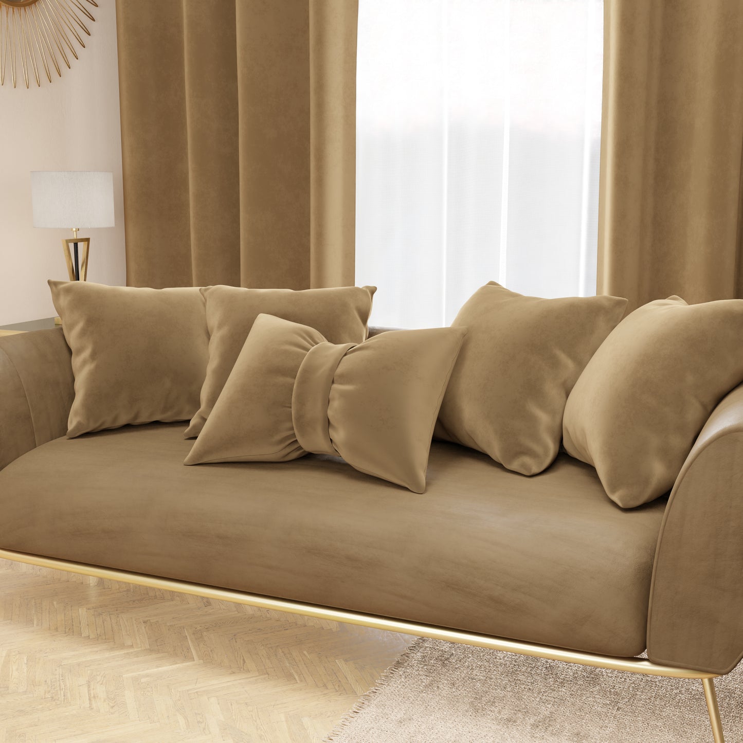 Coussin décoratif Noeud en velours 40x50 cm, coussin de canapé taupe