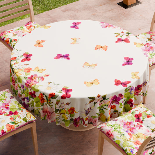Tovaglia Rotonda Antimacchia Elegante - Ideale per cucina e sala da pranzo - Farfalle